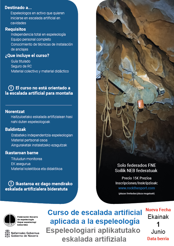 NUEVA FECHA - Curso de escalada artificial aplicada a la espeleolog&iacute;a